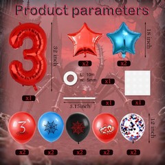 party balloons, Spider themed color scheme, Cartoon Hero 32inch Number 4 Alum…