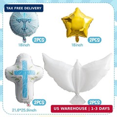 Xqumoi Religious Foil Balloons Party Decoration – 7Pcs Cross White Dove Star Alu