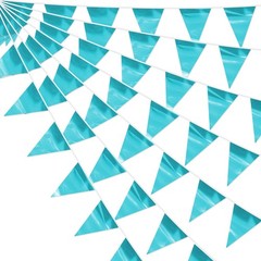 3P LightBlue Party Decorations – Metallic Fabric Triangle Pennant Banner Flag…