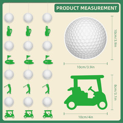 Golf Party Decorations 7 Pcs Golf Themed Cart Hanging Decorations for Sports Bir