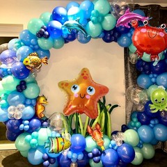 Ocean Themed Party Decorations 165pcs Balloon Arch Kit, Marine Animals, Under Se