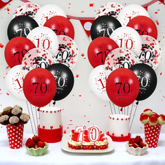 70Th Birthday Balloons for Women, 16Pcs Red Black Happy 70Th Birthday Balloons D