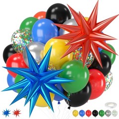 Black and Red Yellow Blue Balloons, 12 Inch Black Red Yellow Blue Green Metal…