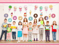 32 Pcs Candy Party Decorations Candyland Cutouts Colorful Ice Cream Donuts Lolli