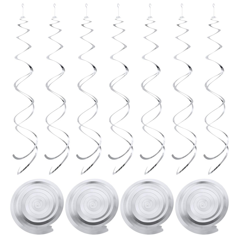 18 Pcs Silver Party Hanging Swirls Double Strip Ceiling Decorations Set