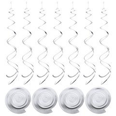 18 Pcs Silver Party Hanging Swirls Double Strip Ceiling Decorations Set