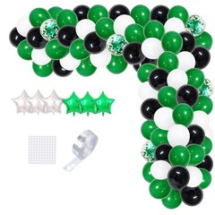 Green White Black Balloon Garland Arch Kit – Green Black White Balloons Socce…