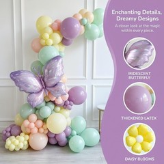 Wildflower Balloon Arch Kit with Pastel Floral Flower Butterfly Balloons