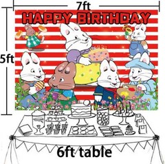 Max and Ruby Party Supplies Birthday Decor Backdrop Banner Birthday Gift 7x5ft