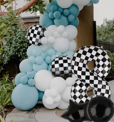 40 Inch Checkered Number Balloon 8 Black and White Race Car Birthday Balloons…