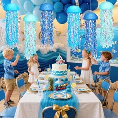 Under The Sea Party Decorations,Jellyfish Paper Lanterns with Hooks and Blue