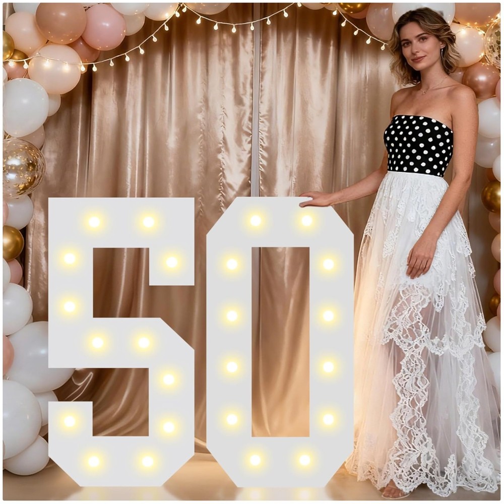 2.4FT Light Up Numbers for 50th Birthday Decor