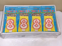 BIRTHDATE CANDLE & DECORATION PARTY FUN #8 QUANTITY OF 24 PCS SEALED