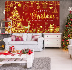 “Merry Christmas & Happy New Year Banner – Large Holiday Party Backdrop 71×43 Re