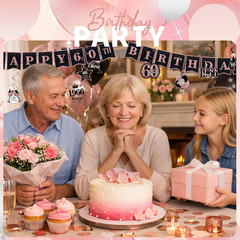Rose Gold 60Th Birthday Decorations for Women – 37Pcs Happy 60Th Birthday Banner