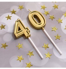 40th Birthday Candles Gold Number 40 Happy 40,