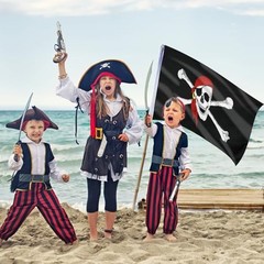 Pirate Flag for Outside 3×5 Ft, Large Jolly Roger Flag for 1 Pc Red-Scarf