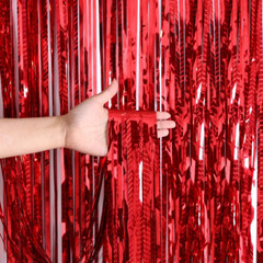 2x Laser Party Curtain Background Metallic Foil Fringe Birthday Photo Wall Decor