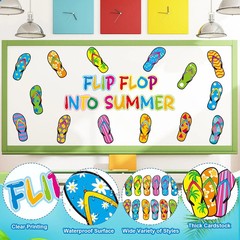 75 Pcs Summer Bulletin Board Decorations May Flip Flop Beach Hawaiian Theme Cuto