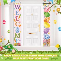 Easter Banners Porch Door Decorations Egg Porch Signs Banners Hanging Front Door