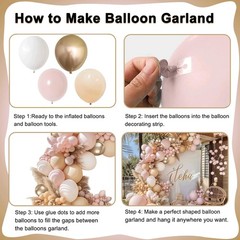 Dusty Pink White Nude Balloon Arch Kit, Pink and Gold Balloons With Light Pin…