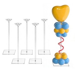 6 Pack Clear Acrylic Balloon Centerpieces for Tables – 15.75‑inch Balloon Sta…