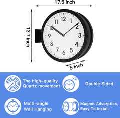 Elegant 15-Inch Double-Sided Aluminum Wall Clock for Home & Office Decor