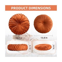 2 Pcs Round Throw Pillows Pleated Velvet Pumpkin Round Pillows Floor Cushion …