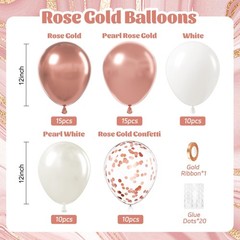 60pcs Rose Gold Balloons 12inch with Pearl White Rose Gold Confetti Balloons …