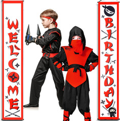 Ninja Birthday Porch Banners Welcome Birthday Sign Kids Karate Party Decor Ideas