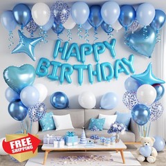 Paready Blue White Birthday Decorations