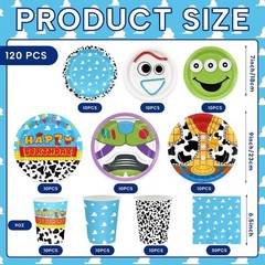 Party Supplies 120pcs Blue Cloud Theme Pack 30 Guests Disposable Plates Napki…