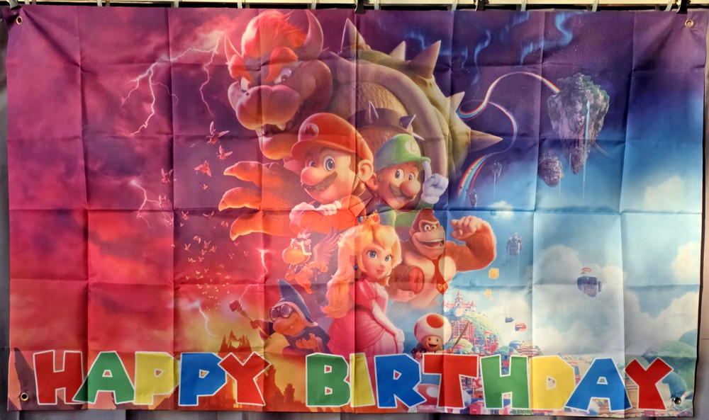 Mario Brothers Kids Birthday Party Background 5′ x 3′ Photo Backdrop