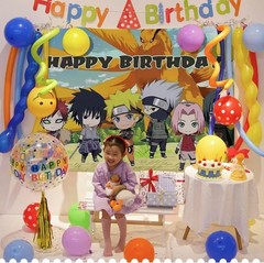 Naruto Theme Happy Birthday Backdrop 5×3.5ft Birthday Party Decoration