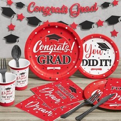 Eco-Friendly 175PCS Graduation Tableware—Disposable & Effortless Clean-Up