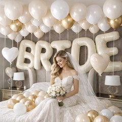Bride Balloon Decoration Set White and Gold Party Balloons Bachelorette Party…