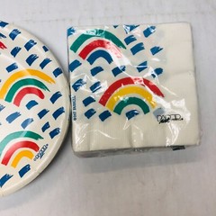 Vintage Birthday Party Supplies Rainbow Napkins & Plates Paper Art BIN J
