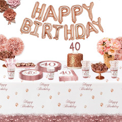 40th Birthday Decorations Women Tableware, Rose Gold 40 And Fabulous Decorations