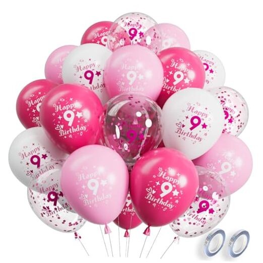 th Anniversary Balloons 38PCS 12Inch Latex Number Printed Balloons 1 9 Pink