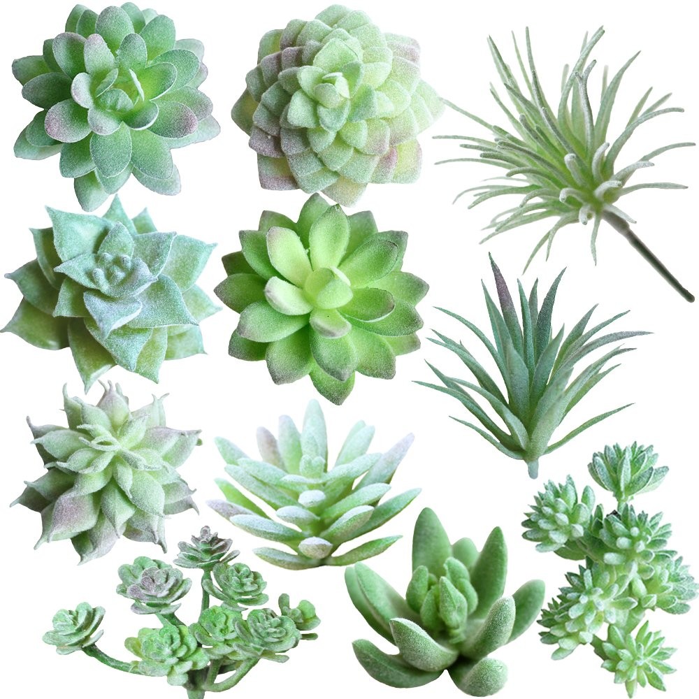 Supla 11 Pcs Mini Artificial Succulents Picks Unpotted Faux Succulent Green