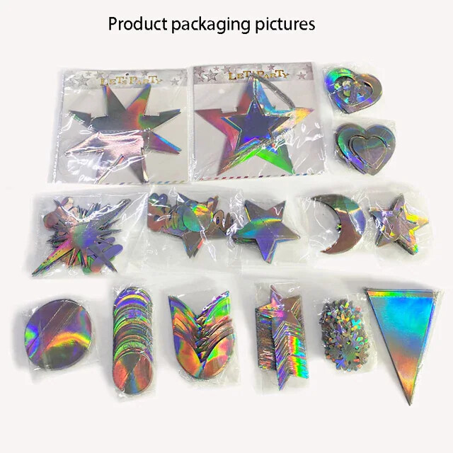 13Ft Iridescent Paper Leaf Garland Holographic Birthday Wedding Party Hanging Le
