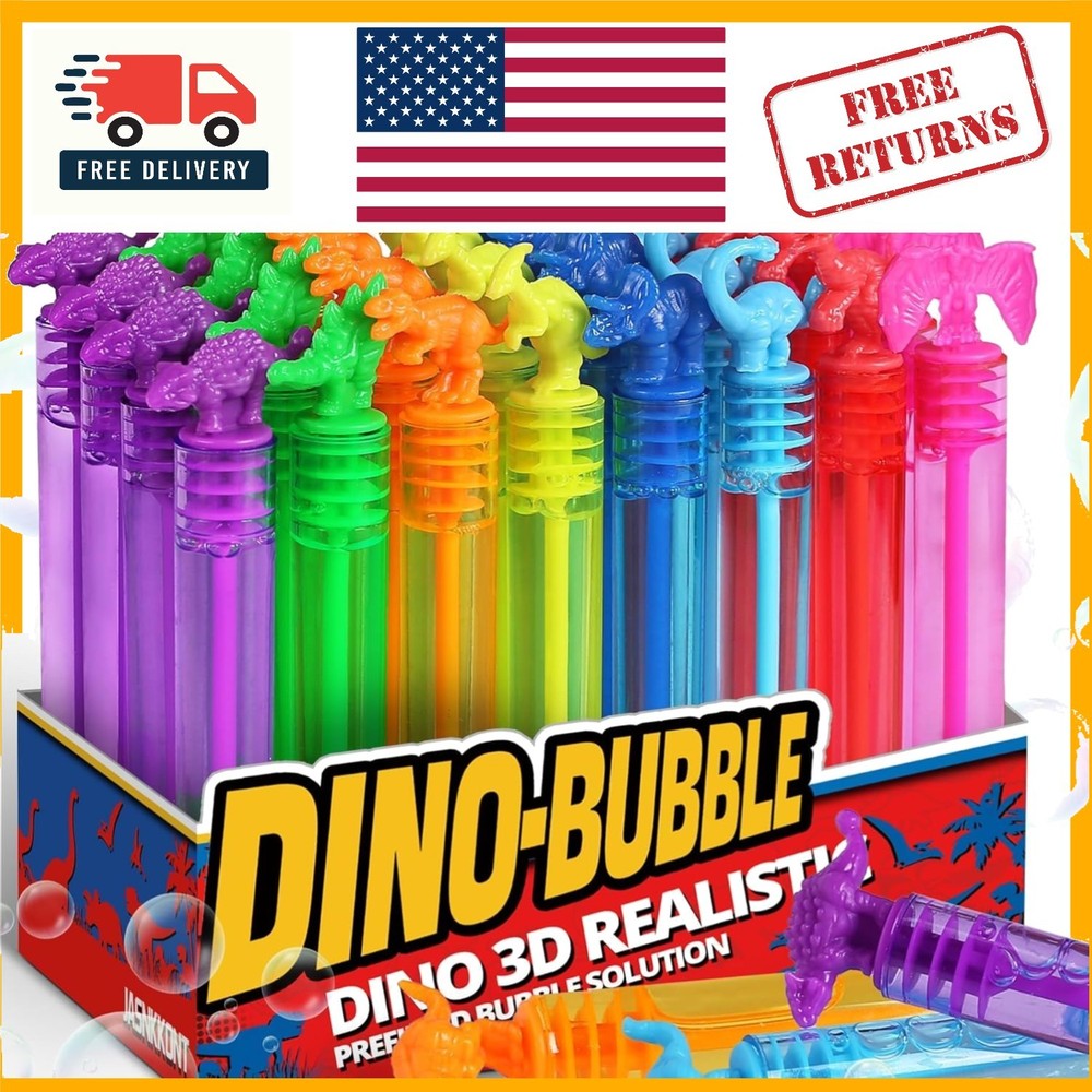 Vivid 32 Pack Dinosaur Bubble Wands – Engaging Multi-Color Party Supplies