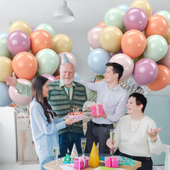 Pastel Retro Balloons, 12 Inch 6 Color Blue Purple Green Pink Beige Latex Party
