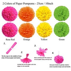 Party Decoration, 21 Pcs Multi-color Hanging Paper Fans, Pom Poms Flowers, Ga…