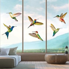 Blulu 6 Pieces Large Size Hummingbird Window Clings 6pcs, Multicoloured