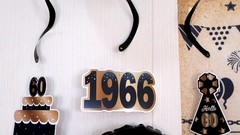 60th Birthday Party Decorations – Vintage 1966 Banner, Black Balloons & Cake Top