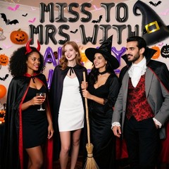 Black Purple Bachelorette Party Decorations Miss to Mrs with All My Witches B…