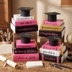4 Sets Graduation Tables Centerpieces Class of 2026, 4 Pcs Graduation Cap and…