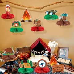 12PCS Camping Party Decoration Camping Honeycomb Centerpieces Camping Decorat…