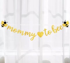 Baby Shower Decorations -Gold Glitter Mommy to Bee Banner Bumble Bee Theme Ba…